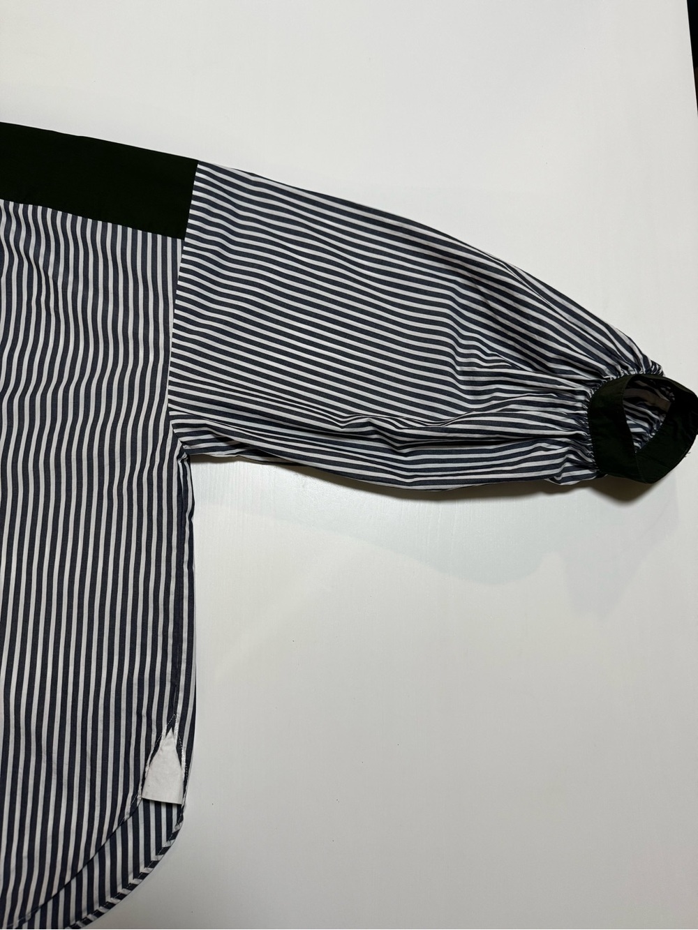 LOFT striped cotton blouse XL with voluminous sleeves and green accents - Picture 5 of 10